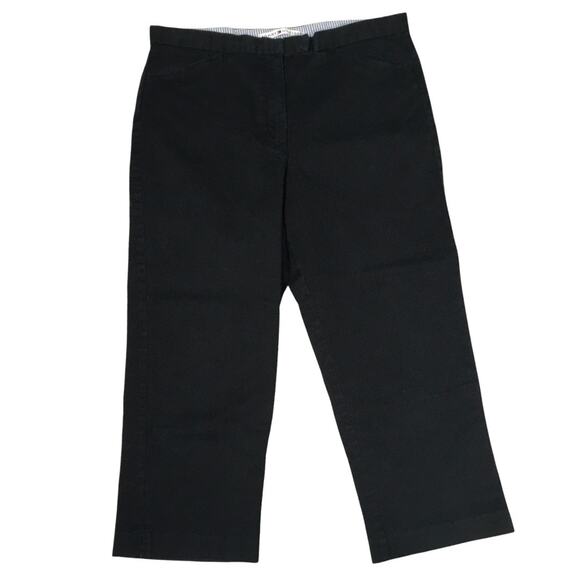 Tommy Hilfiger‎ Pants Black Cotton Blend Cropped Stretch Straight Women's 12 - Picture 1 of 11